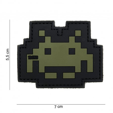 Patch 3D PVC Space invader green/black