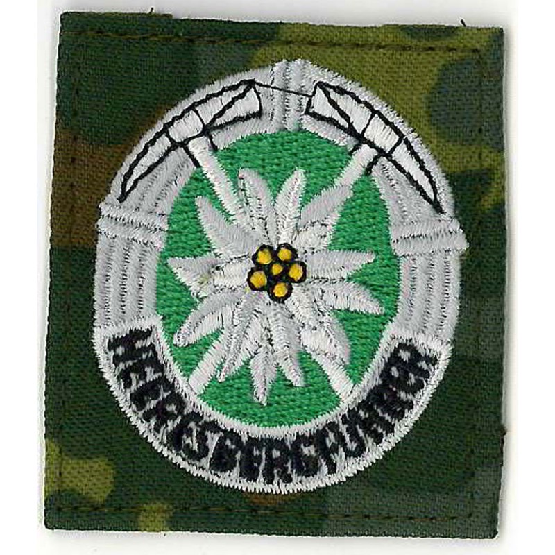 Bundeswehr Heeresbergführer Abzeichen bunt auf oliv maschinengestickt rund 
